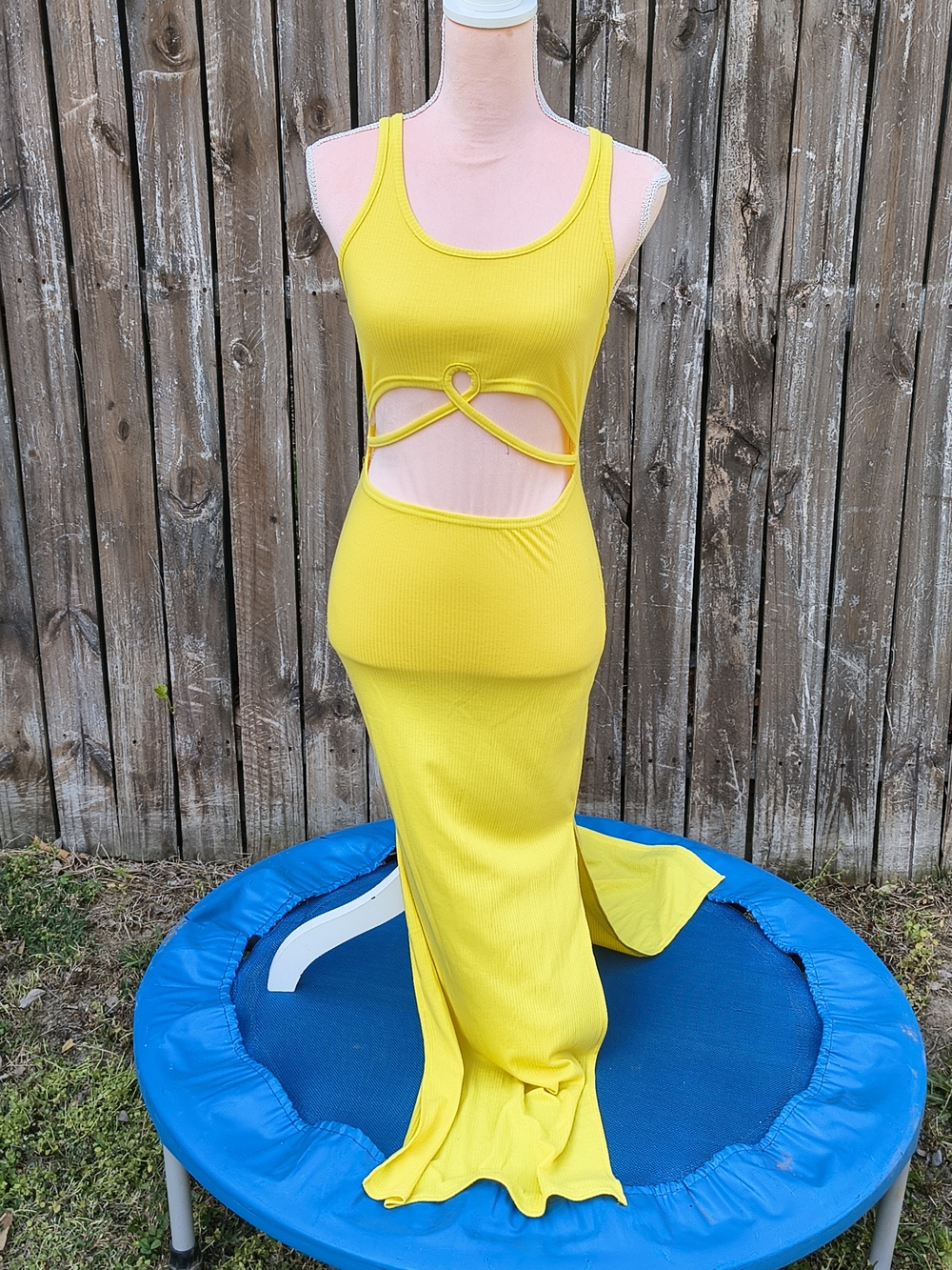Yellow Cutout Maxi Dress with Twist Detail